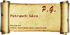 Petrasch Géza névjegykártya